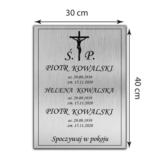 TABLICZKA NAGROBKOWA NAGROBNA GRÓB KRZYŻ 30x40 cm