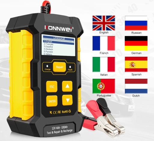 ВЫПРЯМИТЕЛЬ И ТЕСТЕР АККУМУЛЯТОРОВ 12В 5А 4-100Ач Konnwei KW510