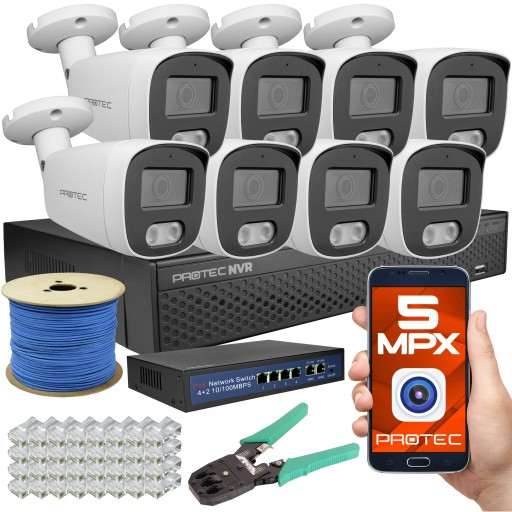 МОНИТОРИНГ 8 КАМЕР PROTEC IP POE SWITCH TUBE