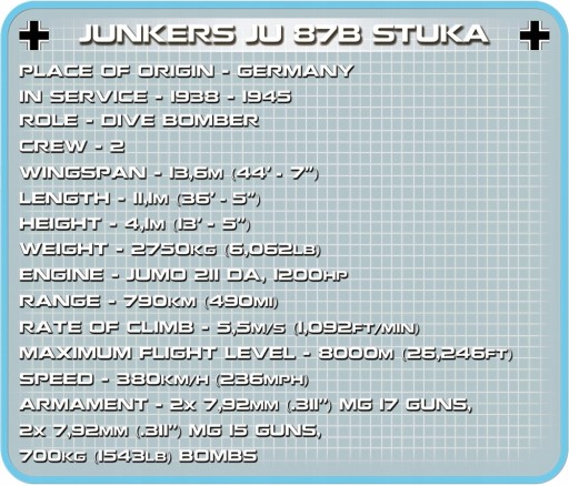 COBI 5705 НЕМЕЦКИЙ JUNKERS JU 87B STUKA САМОЛЕТ