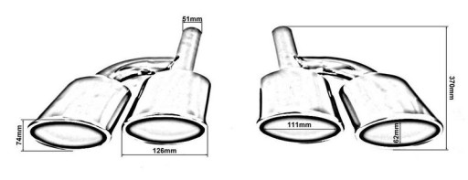 НАКОНЕЧНИК ГЛУШИТЕЛЯ 126X74MM ВХОД 51MM MERCEDES C6 TW-TL-410