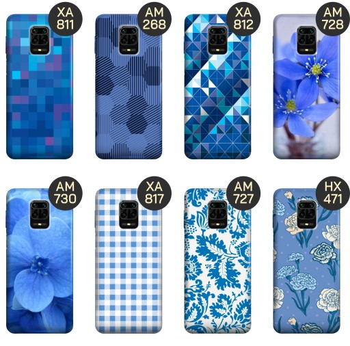 ETUI DO XIAOMI REDMI NOTE 9 PRO WZORY NIEBIESKIE BLUE BLAU OBUDOWA CASE