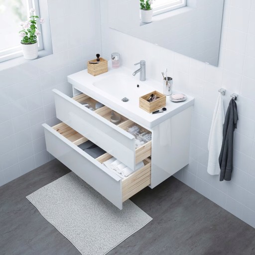 IKEA GODMORGON/ODENSVIK Szafka pod umywalkę połysk biały 103x49x64 cm