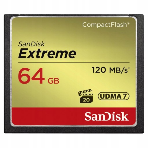 Карта памяти Sandisk Compact Flash 64 ГБ Extreme 120 МБ/с UDMA 7