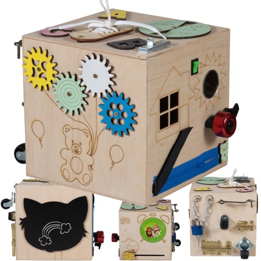 KOSTKA MANIPULACYJNA SENSORYCZNA MONTESSORI 16W1