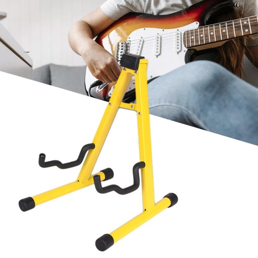 Stojak na gitarę elektryczną Profesjonalny, uniwersalny, składany instrument w kolorze żółtym