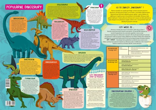 DWUSTRONNA PODKŁADKA na BIURKO kolorowa w DINOZAURY dla dzieci HENRY mata