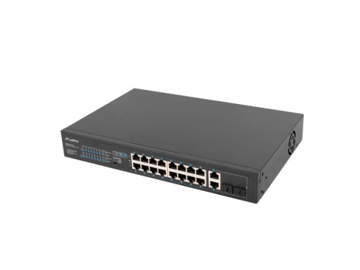КОММУТАТОРНАЯ СТОЙКА 16x100 МБ POE+/2X COMBO 19 дюймов, 250 Вт