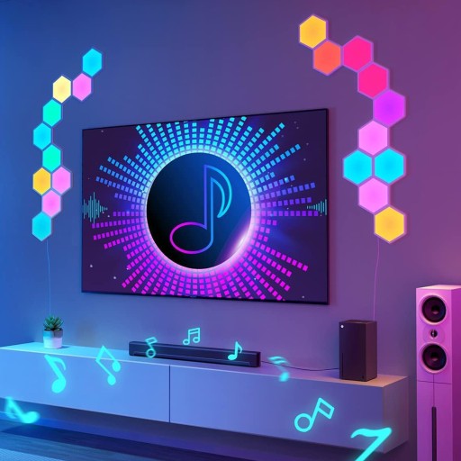 lampa wisząca lampa hexagon 10 -punkty światła zintegrowane źródło led RGB