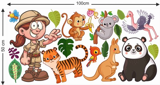 НАКЛЕЙКИ НА НАСТЕНУ С ЖИВОТНЫМИ САФАРИ 50x100 см SF
