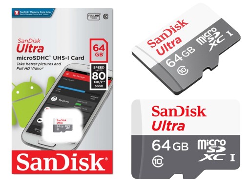 Карта памяти SanDisk microSD SDXC емкостью 64 ГБ