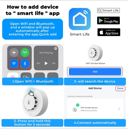 Датчик дыма температуры и влажности TUYA WiFi/беспроводная сигнализация WIFI