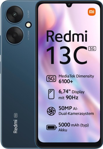 Xiaomi Redmi 13C 5G (Сумеречный синий) DS 6,74 дюйма IPS ЖК-дисплей 720x1600/2,2 ГГц и 2,0 ГГц