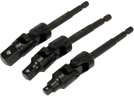 ADAPTERY Z PRZEGUBEM DO NASADEK 1/4 3/8 1/2 3 SZT.
