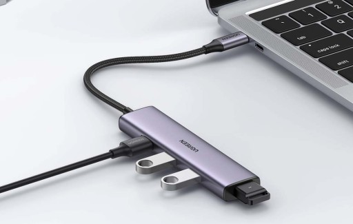 АДАПТЕР UGREEN HUB USB-РАЗВЕТВИТЕЛЬ 5 В 1 4X USB-A 3.0 1X USB-C 5 Гбит/с P&P 20 СМ