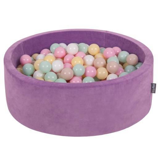 KiddyMoon DRY POOL 90х30 лавандово-фиолетовый БАРХАТ с шариками 7см/200 шариков