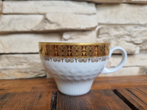 Filiżanki porcelana kubeczki sygnowane antyk retro zabytek PRL KAHLA 2 szt
