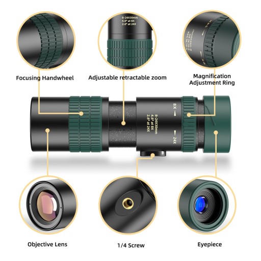 Монокулярный телескоп ZOOM 8-24x 30 мм + штатив + держатель для смартфона