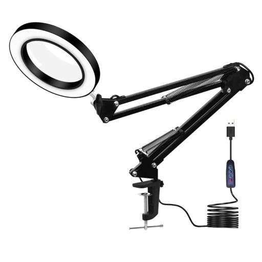 Lampa z 3 trybami kolorów i 5-krotnym szkłem powiększającym Biurko z