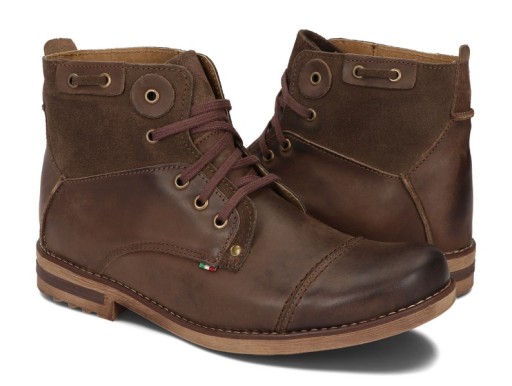 BUTY MĘSKIE SZTYBLETY OCIEPLANE SKÓRA 812 BRĄZ 41