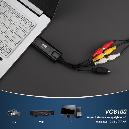 Август VGB100 Video Grabber USB-карта захвата копирует VHS на ПК