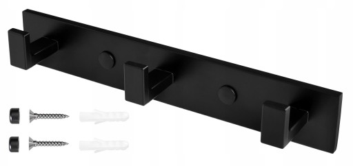 Вешалка для полотенец для ванной, ЧЕРНАЯ, LOFT METAL, КРЮЧКИ LOFT, 24 см