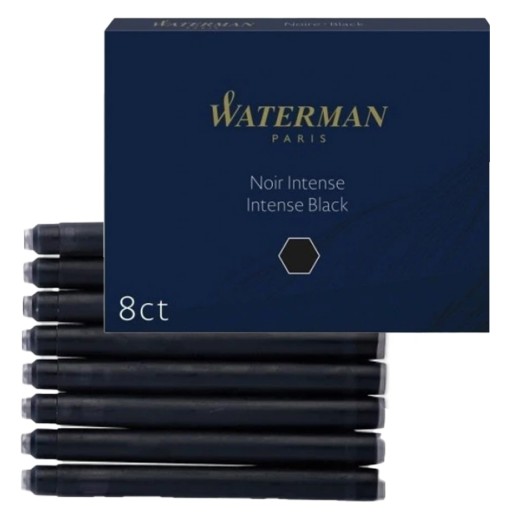 ЧЕРНЫЕ ПАТРОНЫ для ЧЕРНИЛЬНОЙ РУЧКИ, быстросохнущие, 8 шт., Waterman, БЕЗОПАСНЫЕ