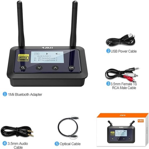Bluetooth-передатчик-приемник 1Mii 1Mii B03Pro+ Bluetooth 5.0
