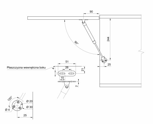 2 x КОМПЛЕКТ - ГАЗЛИФТ МЕБЕЛЬНОГО ПРИВОДА REJS ДЛЯ МЕБЕЛИ 100N + ВИНТЫ