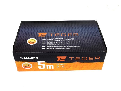 Рулетка стальная выкатная 5м 19мм TEGER