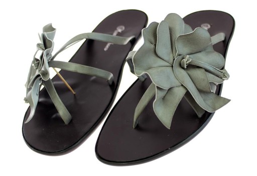 KLAPKI DAMSKIE BUTY JAPONKI SZARE KWIAT 5796 r. 37