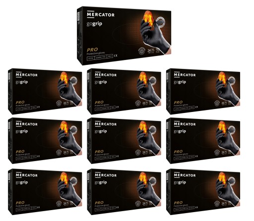 Rękawice GoGrip Czarne Nitrylowe Mocne x50 XXL x10
