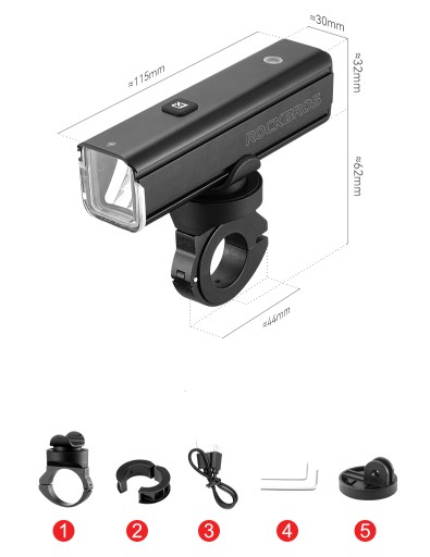 ROCKBROS RHL1500 Мощный велосипедный фонарь 1500 люмен VARIA / крепление GoPro