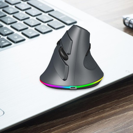 Bezprzewodowa mysz pionowa RGB Cicha z odbiornikiem USB Komputer szary