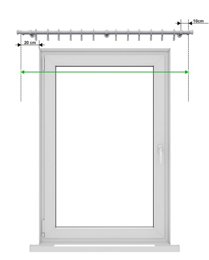 Karnisze metalowe pojedyncze sufitowe ciche żabki 19mm CLASSIC 150 cm