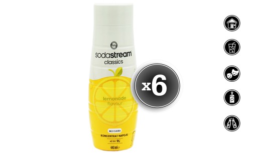 6x КОНЦЕНТРАТНЫЙ СИРОП SODASTREAM ЛИМОНАД БЕЗ САХАРА НАПИТОК 9 Л С 440 МЛ