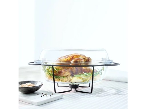 AMBITION NACZYNIE ŻAROODPORNE Z PODGRZEWACZEM SAULE 4,5 L BLACK + TEALIGHTS