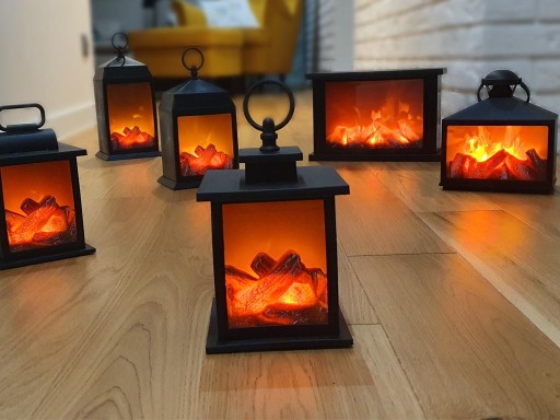 LAMPION DLA MAMY DEKORACYJNY LED OZDOBNY LATARENKA NA BATERIE DUŻY KOMINEK