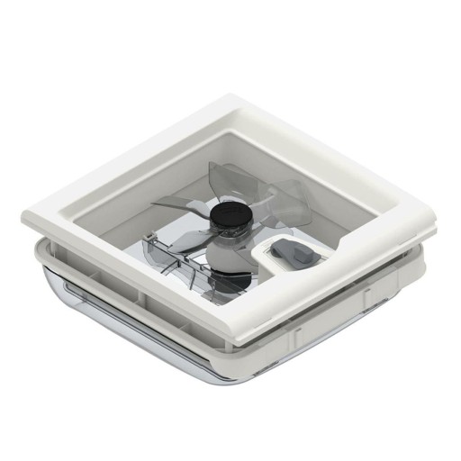 Мансардное окно для кемпера Fiamma TURBO Vent 12V с вентилятором 28x28 F белое переднее