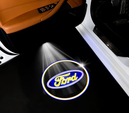 КОМПЛЕКТ ИЗ 2 СВЕТОДИОДНЫХ ПРОЕКТОРОВ С ЛОГОТИПОМ ДЛЯ ДВЕРЕЙ FORD: ГОЛОГРАММА HD, FIESTA, FOCUS, EDGE, KA