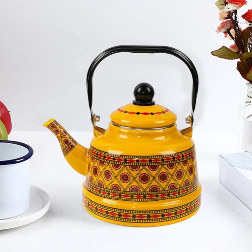 Чайник 2,5 л, фарфоровый, эмалированный, желтый, стиль B