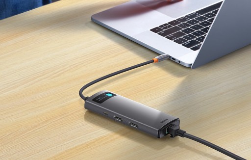 АДАПТЕР-ХАБ BASEUS 7 В 1 USB-C НА 3X USB3.0/HDMI/USB-C PD/VGA/ETHERNET RJ45