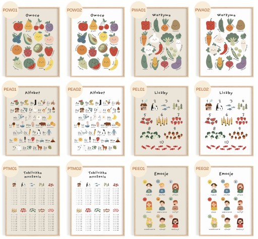 Plakat MIESIĄCE PORY ROKU Montessori 30x40 styl RETRO VINTAGE BOHO
