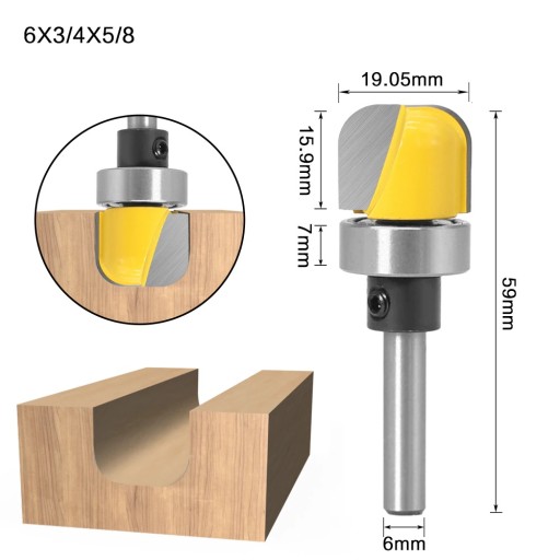 Frez do drewna misy miski 19,05mm chwyt 6mm rowko