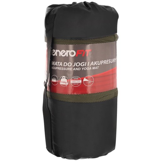 MATA Z PODUSZKĄ DO AKUPRESURY JOGI MASAŻU ZIELONO BRĄZOWA 128x48x2CM EB FIT