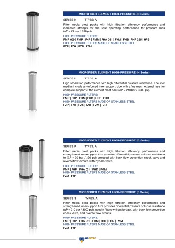 Фильтрующий элемент HP0652A25AN - MP FILTRI