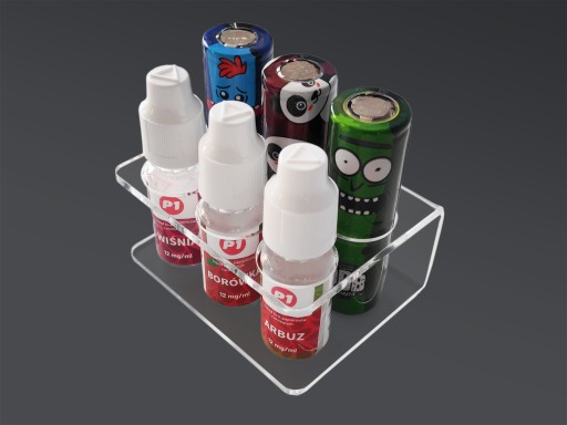 STOJAK z PLEXI LIQUIDY OGNIWA BATERIE PAPIEROS - na 6 szt