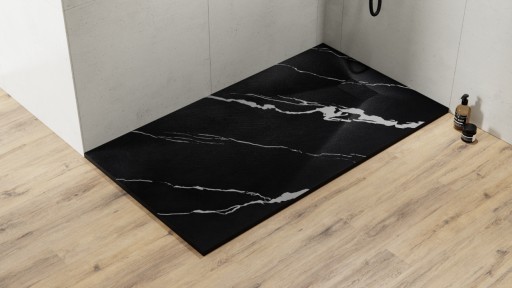 Brodzik VEXO MARBLE 180x90 czarny prysznicowy SLIM 3 Besco