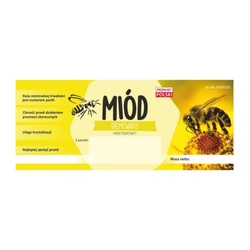 Etykieta na miód Kremowany EM0512D - duże