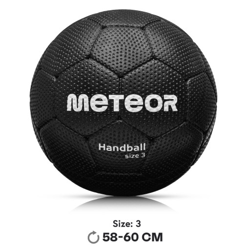 Гандбол для гандбола, окружность 58-60 см, размер 3 Meteor Magnum, черный